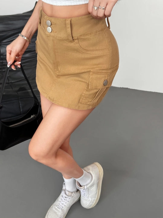 Pocket Denim Culotte Shorts