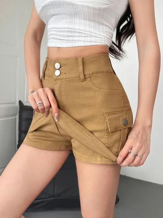 Pocket Denim Culotte Shorts